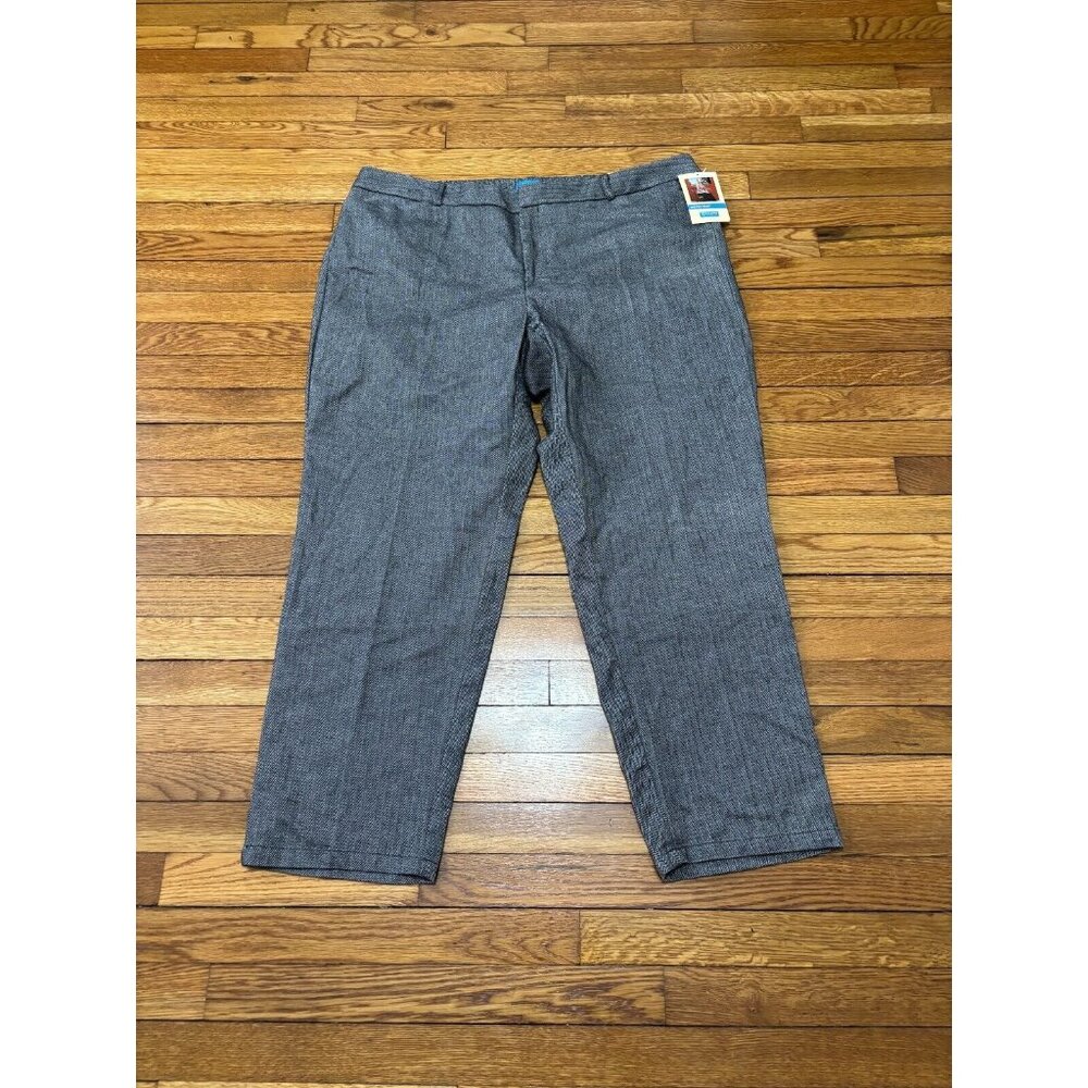 Dockers Womens Metro Pant Dress Pants Plus Sz 24W Gray Herringbone Cotton NWT